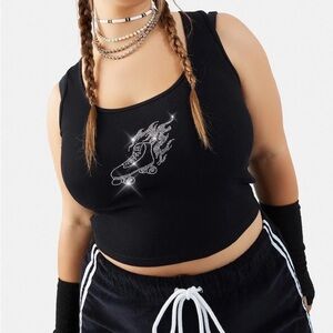 dELiA’s Roller skate rhinestone crop tank!